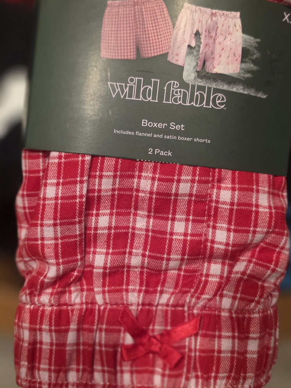 Wild Fable Red and White Plaid Boxer Set